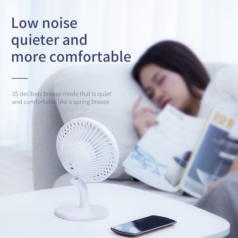 Quạt mini để bàn Baseus Ocean Fan (Pin sạc 2000mAh, 3 mức tốc độ - Mini USB Rechargeable Air Cooling Fan Clip Desk Fan)