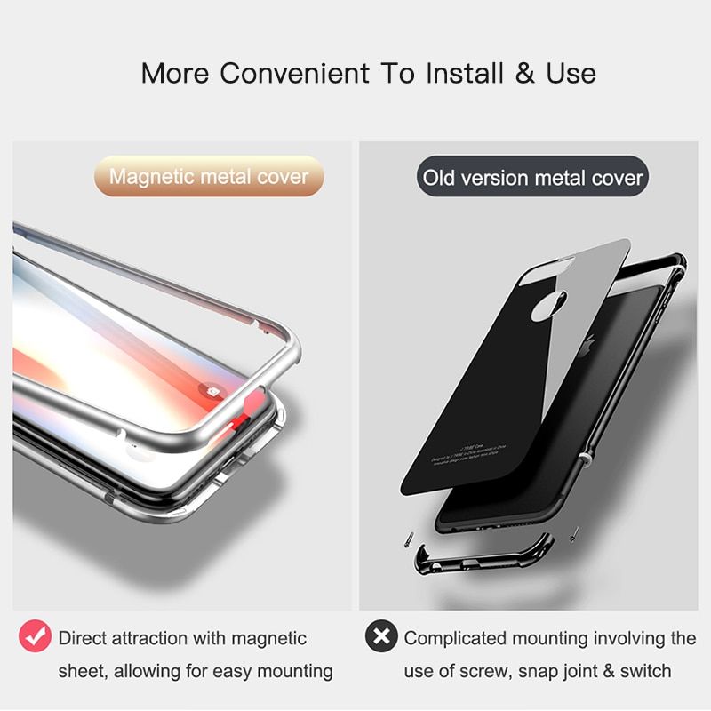 Ốp lưng nam châm Baseus Magnetic Metal Bumper Case cho iPhone XS/ XR/ XS Max (Khung kim loại siêu bền , chống va đập - Mặt lưng kính cường lực )