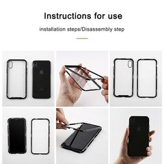 Ốp lưng nam châm Baseus Magnetic Metal Bumper Case cho iPhone XS/ XR/ XS Max (Khung kim loại siêu bền , chống va đập - Mặt lưng kính cường lực )