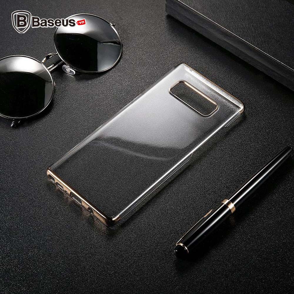 Ốp lưng trong suốt viền si màu Crome Baseus Glitter Case cho Samsung Galaxy Note 8 ( Ultra Thin, Luxury Plating Hard Plastic Case)