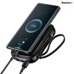 Pin sạc dự phòng sạc nhanh Baseus Qpow Digital Display 20000mAh (20W/22.5W, USB/Type C Dual Port, QC/PD Quick Charging Power Bank with iPhone built-in Cable)