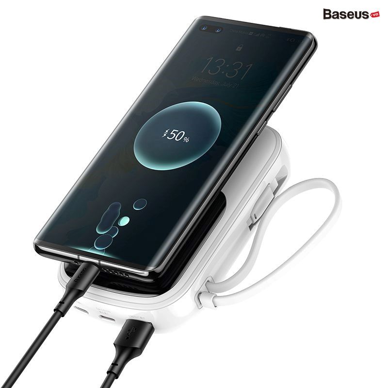 Pin sạc dự phòng sạc nhanh Baseus Qpow Digital Display 20000mAh (20W/22.5W, USB/Type C Dual Port, QC/PD Quick Charging Power Bank with iPhone built-in Cable)