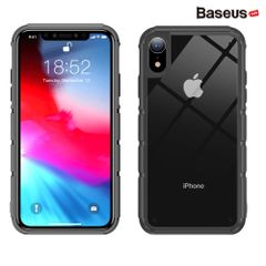 Ốp lưng trong suốt viền Silicone chống va đập Baseus Panzer Case cho iPhone XR 6.1 inch (Transparent Acrylic + TPU Hybrid Case)