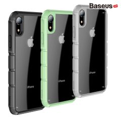 Ốp lưng trong suốt viền Silicone chống va đập Baseus Panzer Case cho iPhone XR 6.1 inch (Transparent Acrylic + TPU Hybrid Case)