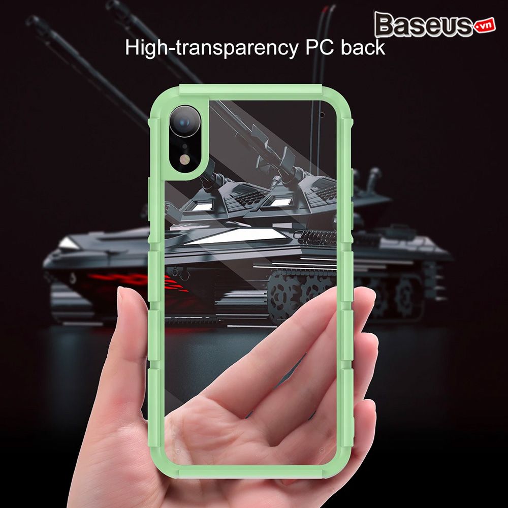 Ốp lưng trong suốt viền Silicone chống va đập Baseus Panzer Case cho iPhone XR 6.1 inch (Transparent Acrylic + TPU Hybrid Case)