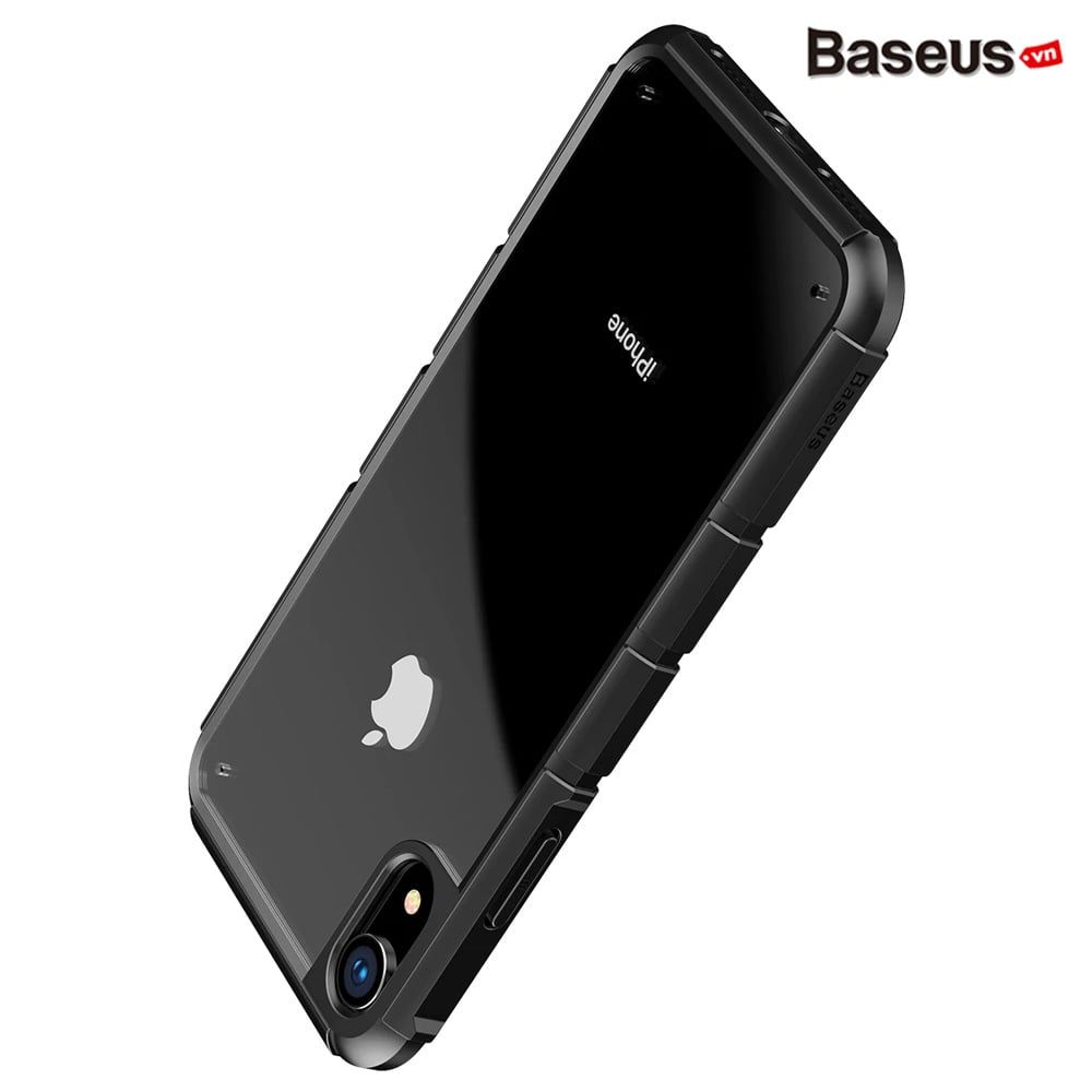 Ốp lưng trong suốt viền Silicone chống va đập Baseus Panzer Case cho iPhone XR 6.1 inch (Transparent Acrylic + TPU Hybrid Case)