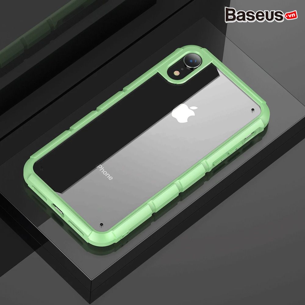 Ốp lưng trong suốt viền Silicone chống va đập Baseus Panzer Case cho iPhone XR 6.1 inch (Transparent Acrylic + TPU Hybrid Case)