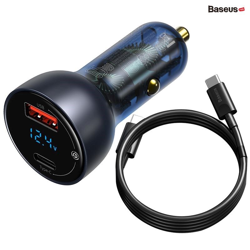 Tẩu sạc nhanh công suất cao 65W Baseus Particular Digital Display QC+PPS Dual  (65W, USB + Type C, LCD Display, PD/PPS/QC3.0 Quick Charger Car Charger)