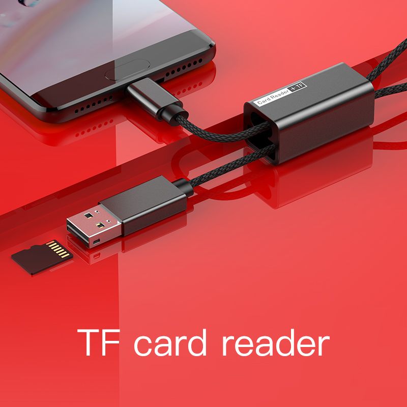 Cáp sạc nhanh Type C tích hợp đầu đọc thẻ nhớ Baseus Pendant Card Reader (2A, 16cm, 2in1 TF Card Reader OTG USB Type C Cable and Sync Data)