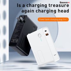 Bộ sạc nhanh tích hợp pin dự phòng Baseus Power Station 2in1 10000mAh PD3.0/QC3.0 (18W Type C and USB Double Quick Charge, Travel Charger & Powerbank)