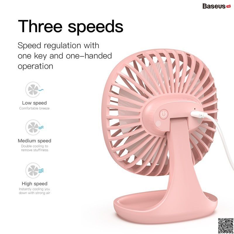 Quạt mini để bàn Baseus Baseus Pudding-Shaped Fan ( 3 mức tốc độ - Mini USB Air Cooling Fan Clip Desk Fan)