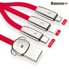 Cáp sạc và truyền dữ liệu tốc độ cao Baseus Rapid Series 3-in-1 LV468 ( USB Type A to USB Type C/ Micro USB/ Lightning  Fast Charging & Sync Data Cable)