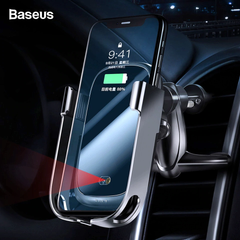 Bộ đế giữ điện thoại tích hợp sạc nhanh không dây Baseus Rock-solid Electric Holder 10W Wireless Charger (Auto Smart Lock by Sensor, Air Vent Car Mount)