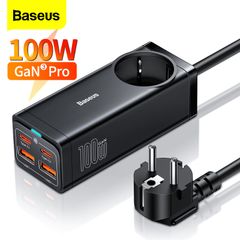 Bộ sạc nhanh tích hợp dây nguồn nối dài Baseus GaN3 Pro Desktop Powerstrip 5 in 1 65W/100W (USB*2, Type C*2, AC 100V-240V, Quick Charger)