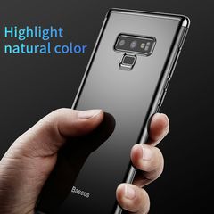 Ốp lưng Silicone dẽo trong suốt viền si Crome màu Baseus Shining Case cho Samsung Galaxy Note 9 (Soft TPU Silicone)