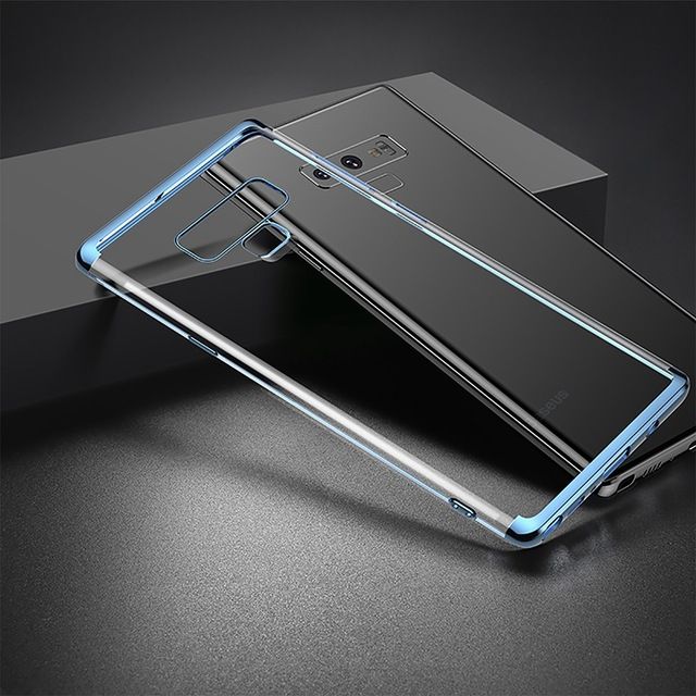 Ốp lưng Silicone dẽo trong suốt viền si Crome màu Baseus Shining Case cho Samsung Galaxy Note 9 (Soft TPU Silicone)