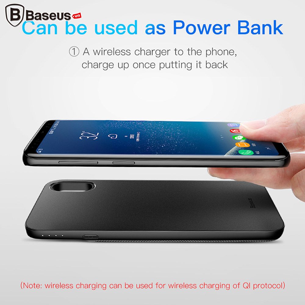 Ốp lưng tích hợp Pin sạc dự phòng không dây Baseus cho iPhone X (Wireless Charge Backpack Power Bank)