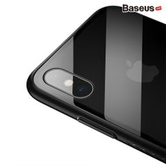 Ốp lưng kính cường lực viền Silicone chống sốc Baseus See-through Glass Case cho iphone X (Tempered Glass + Soft Silicone )