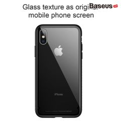 Ốp lưng kính cường lực viền Silicone chống sốc Baseus See-through Glass Case cho iphone X (Tempered Glass + Soft Silicone )