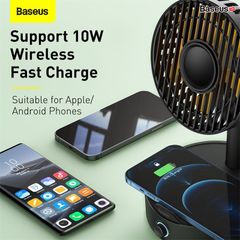 Quạt để bàn thông minh hỗ trợ sạc không dây Baseus Hermit Desktop Wireless Charger (10W Wireless Quick charger, with Oscillating Fan 4W)