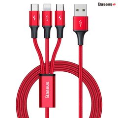 Cáp Sạc 3 Đầu Siêu Bền Baseus Rapid Series 3-in-1 USB to Type C/Lightning/Micro