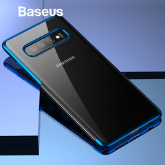 Ốp lưng Silicone dẽo trong suốt viền si Crome màu Baseus Shining Case cho Samsung Galaxy S10 / S10 Plus ( Soft TPU Silicone)