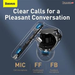 Tai nghe chống ồn chủ động Baseus SIMU ANC S2 (Chống ồn chủ động, Xuyên Âm, Hi-Fi/Stereo, AAC/SBS, Dual Core DSP, True Wireless Earphones)