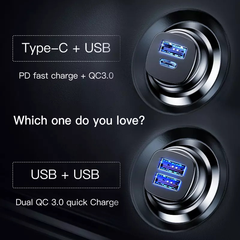 Bộ tẩu sạc nhanh đa năng dùng cho xe hơi Baseus Square Metal Type C + USB PPS Car Charger (30W, PD/ QC 4.0/ SCP/ AFC, Quick Charger )