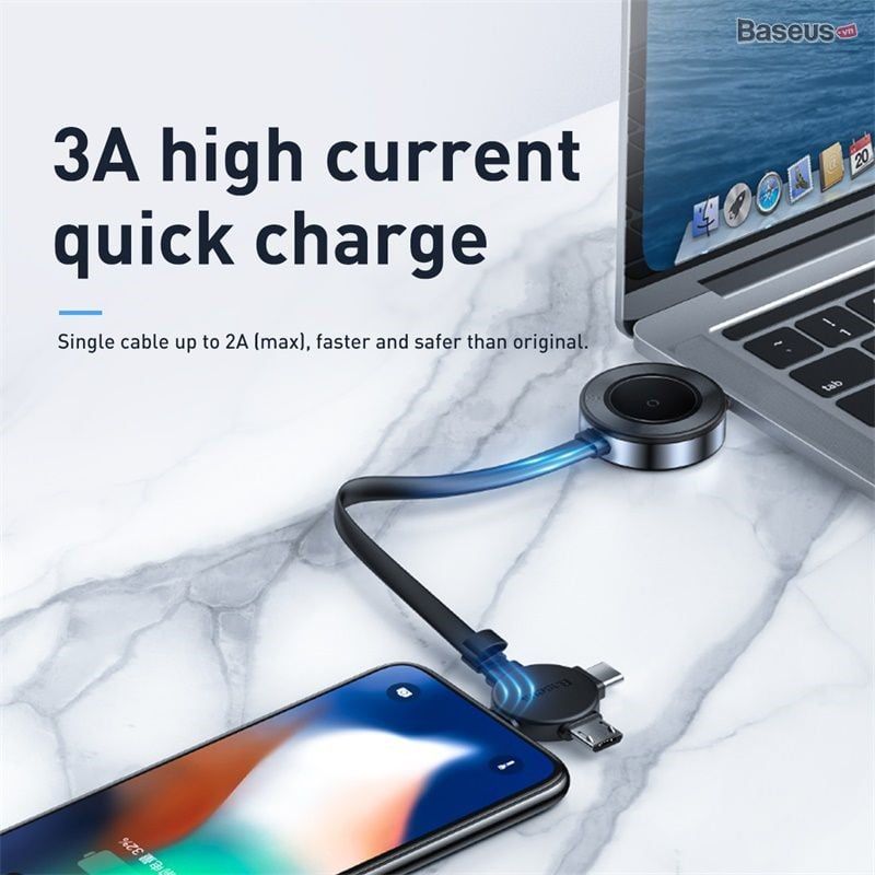 Cáp sạc đa năng tích hợp sạc không dây cho Apple Watch Baseus Star Ring Series 4 in 1 ( Type C/ Micro/ Lightning + Apple Watch Wireless charger, 3A Fast charge, 18cm portable cable)