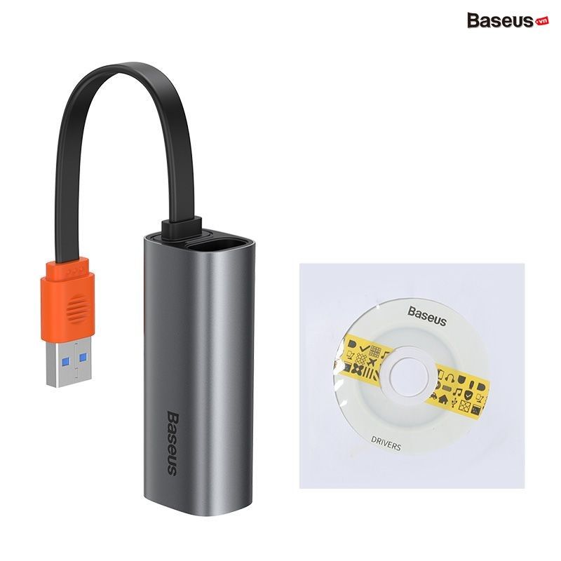 Đầu chuyển cổng USB Type A/Type C sang cổng mạng LAN Baseus Steel Cannon Series (USB/Type C to RJ45 Gigabit Network Connector)