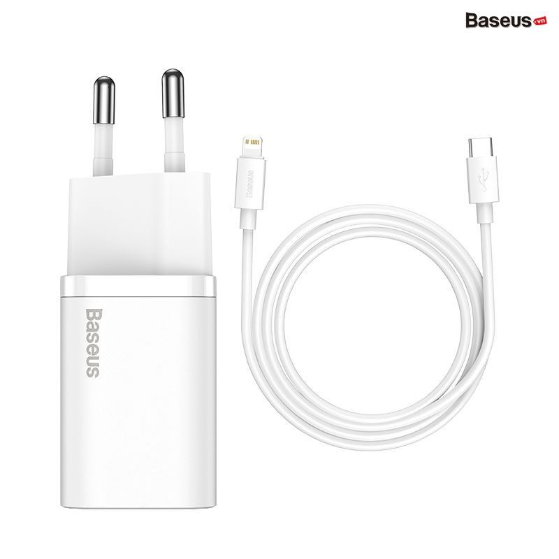 Bộ sạc nhanh, nhỏ gọn Baseus Super Si Quick Charger 20W dùng cho iPhone 12/iP11/XS Max (Type C, 20W/18W, PD/QC3.0 Quick charger)