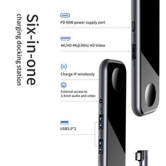 Hub chuyển đa năng tích hợp sạc Apple Watch Baseus Superlative Multifunctional 6 in 1 (Type-C to USB3.0 *2 + HDMI + Audio + PD + iWatch wireless charger)