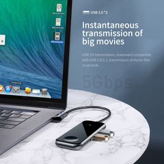 Hub chuyển đa năng tích hợp sạc Apple Watch Baseus Superlative Multifunctional 6 in 1 (Type-C to USB3.0 *2 + HDMI + Audio + PD + iWatch wireless charger)