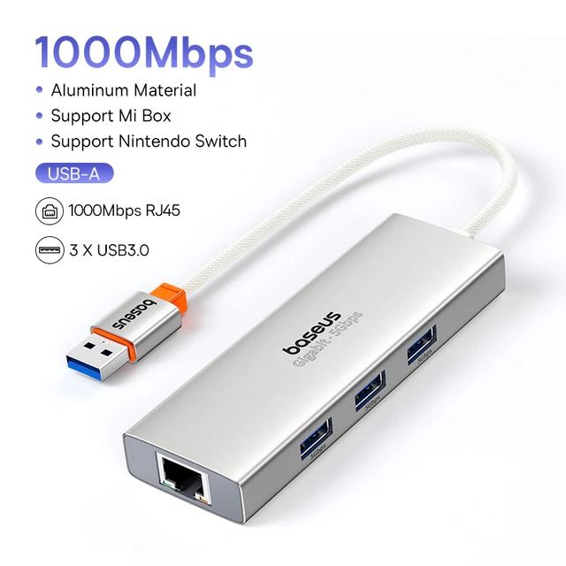 Hub Mở Rộng Baseus PortalJoy Series 4-Port Dùng Cho Laptop Macbook Smartphone (HUB USB 3.0 RJ45 1000Mbps)