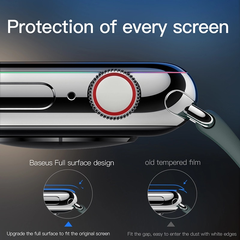 Kính cường lực Full viền 5 lớp chống trầy Baseus Full Screen Curved Tempered Glass dùng cho Apple Watch Series 1/2/3/4 - 38mm/42mm/40mm/44mm (0.3 mm, 3D, 9H Full Coverage Tempered Glass)
