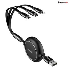 Cáp sạc dây rút 3 đầu Baseus Golden Loop 3 in 1 Elastic (3.5A, Type C/ Lightning/ Micro USB, Adjustable, Fast Charge Cable)