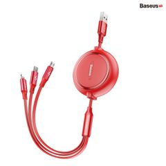 Cáp sạc dây rút 3 đầu Baseus Golden Loop 3 in 1 Elastic (3.5A, Type C/ Lightning/ Micro USB, Adjustable, Fast Charge Cable)