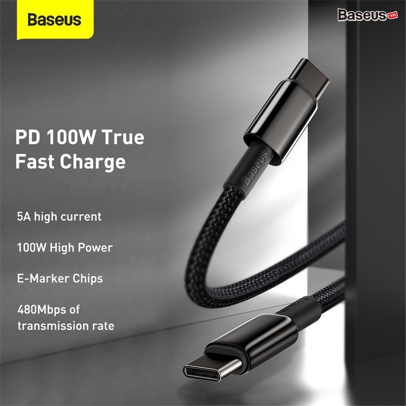 Cáp sạc nhanh và truyền dữ liệu Baseus Tungsten Gold Fast Charging Data Cable (100W)