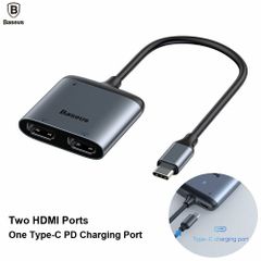 Hub chuyển Baseus Enjoy Series Type C to Dual HDMI 4K+Type C PD intelligent HUB adapter Grey cho Smartphone/ iPad Pro 2018/ Macbook