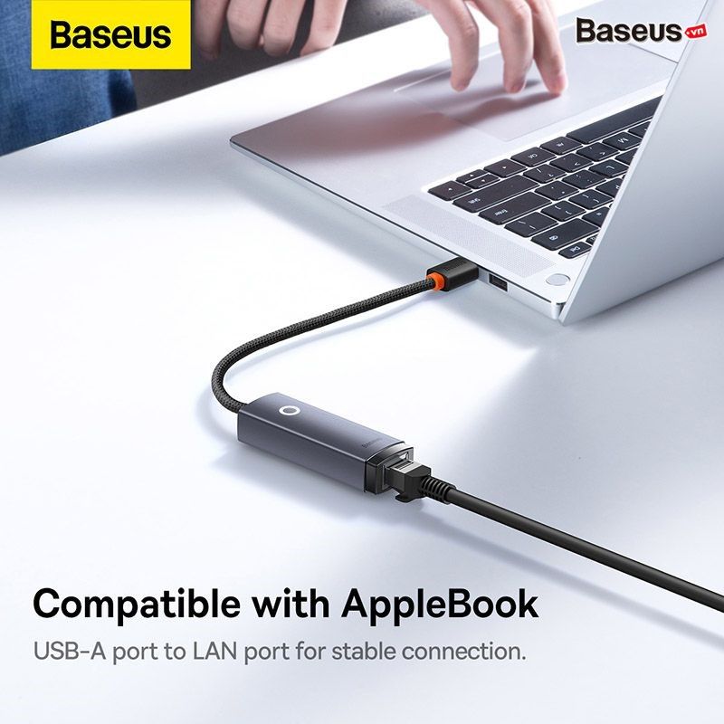 Hub Chuyển Đổi Kết Nối USB/Type C to LAN RJ-45 Baseus Lite Series Ethernet Adapter (100Mbps/1000Mbps, Aluminum Alloy, USB/Type C to LAN Port)