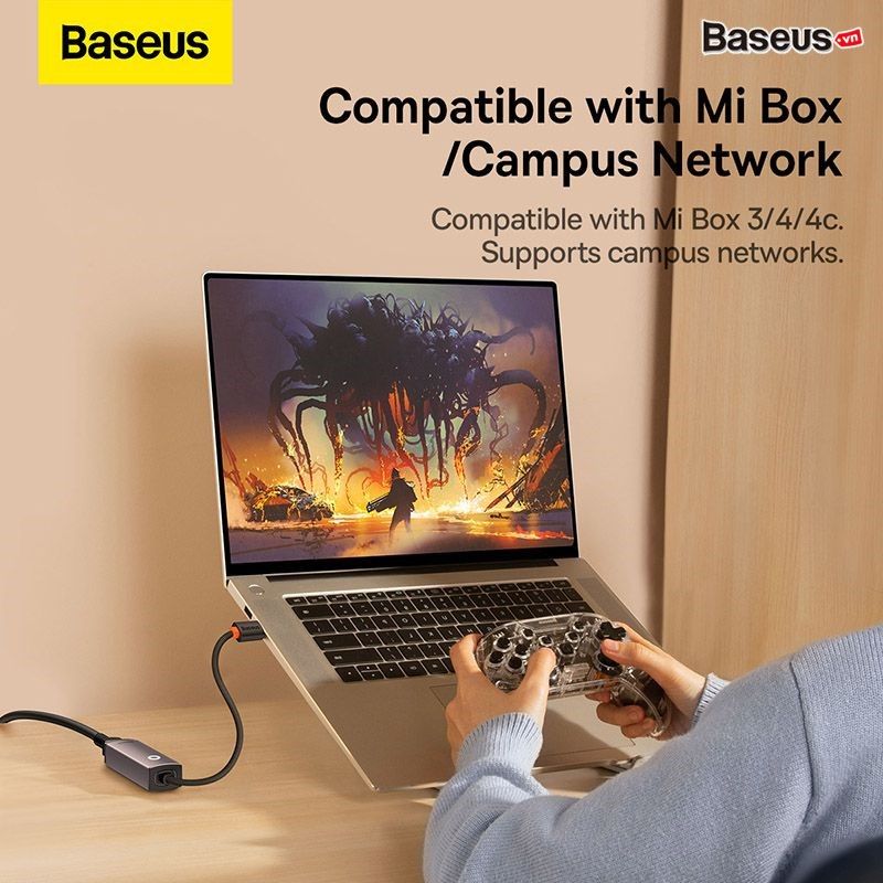 Hub Chuyển Đổi Kết Nối USB/Type C to LAN RJ-45 Baseus Lite Series Ethernet Adapter (100Mbps/1000Mbps, Aluminum Alloy, USB/Type C to LAN Port)