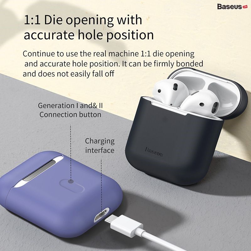 Bao Silicone siêu mỏng Baseus Ultrathin Series Silica Gel Protector cho Apple AirPods 1/2