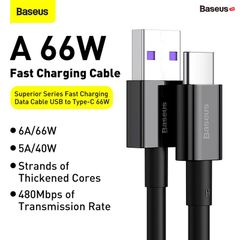 Cáp sạc nhanh Baseus Superior Series Type C 66W/100W (480Mbps, USB to Type-C, ABS+TPE, Fast Charging Data Cable )