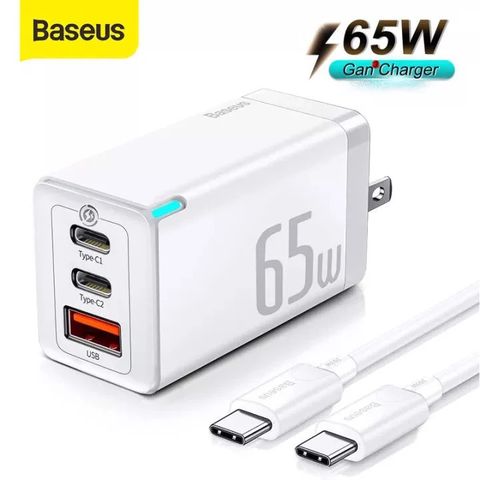 Bộ Sạc Nhanh kèm Cáp C to C Baseus GaN5 Pro Quick Charger 65W (Combo Củ kèm Cáp sạc 100W, Type C*2 + USB, PD3.0/PPS/QC4.0/SCP/FCP Multi Quick Charge Protocol)