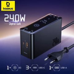 Bộ Sạc Nhanh Baseus Digital GaN Desktop Fast charger 3C+U+DC 240W App Control Dùng Cho iPhone Samsung Macbook Lenovo HP