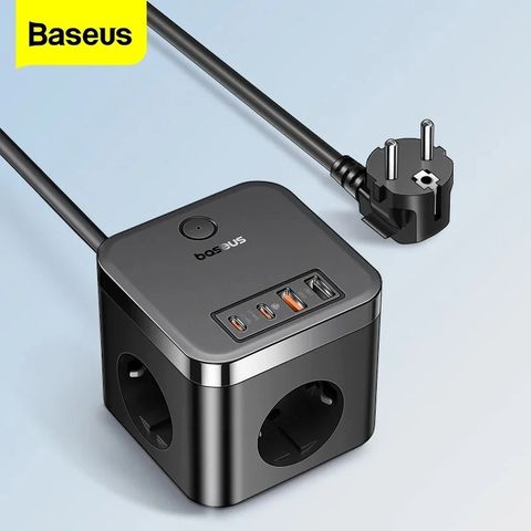 Bộ Sạc Nhanh Baseus PowerCombo Cube Power Strip 3AC+2U+2C 30W 1.5m