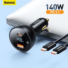 Tẩu Sạc Nhanh Dùng Trên Ô Tô Baseus Digital Display PD3.1 Dual Fast Charger Car Charger U+C 140W Kèm Cáp C to C 240W