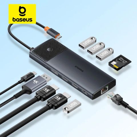 Hub Mở Rộng Kết Nối Baseus Metal Gleam Series II 10-in-1 USB HUB (HDMI4K@120Hz+1*HDMI4K@60Hz+RJ45 SD/TFPD)