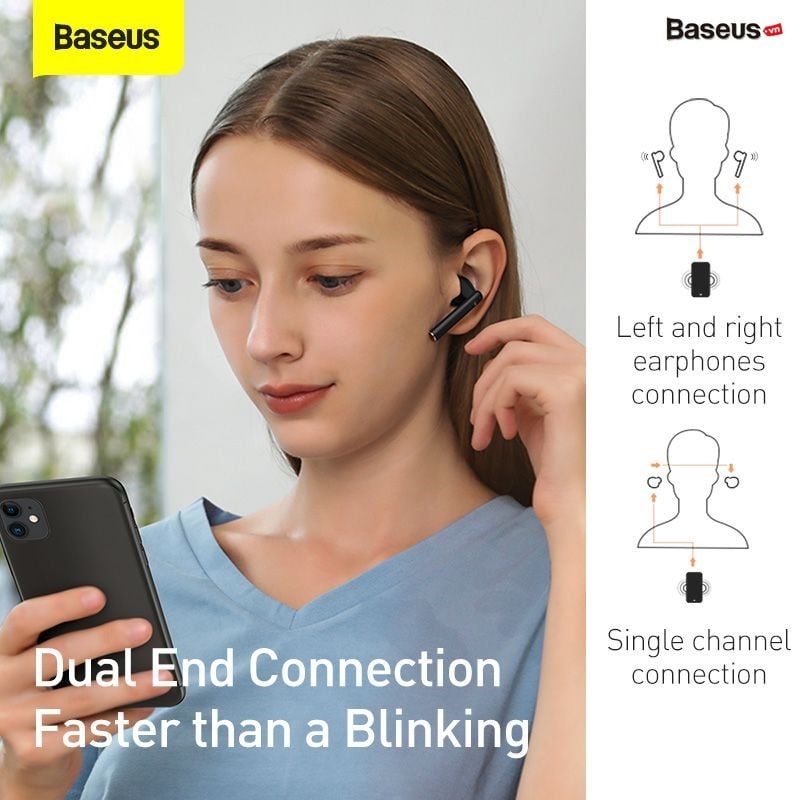 Tai nghe True Wireless Baseus Encok True Wireless Earphones W05 (Bluetooth 5.0, 4h sử dụng liên tục, cảm biến tiệm cận)