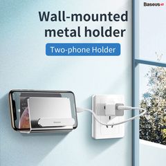 Bộ đế giữ điện thoại dán tường Baseus Wall Mounted Metal Holder (Aluminum Alloy, Two-phone Holder Stand)